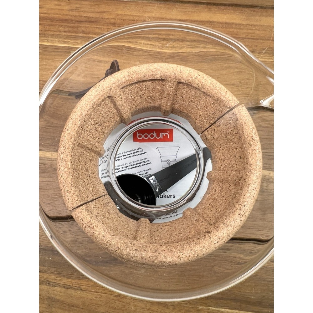 BODUM Pour Over Coffee Maker w Cork Sleeve & Leather Tie NWOB Mini 6" 17oz - Picture 5 of 7